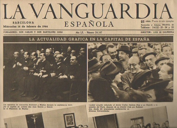 LA VANGUARDIA ESPAÑOLA. AÑO LX. NUMERO 24.167. MIERCOLES 16 DE …