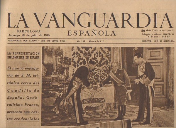 LA VANGUARDIA ESPAÑOLA. AÑO LXI. NUMERO 24.617. DOMINGO 29 DE …
