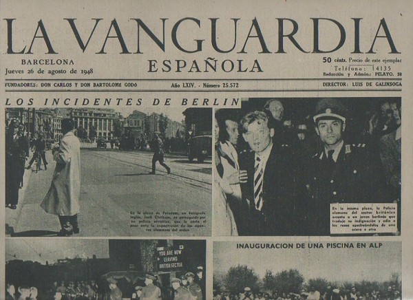 LA VANGUARDIA ESPAÑOLA. AÑO LXIV. NUMERO 25.572. JUEVES 26 DE …