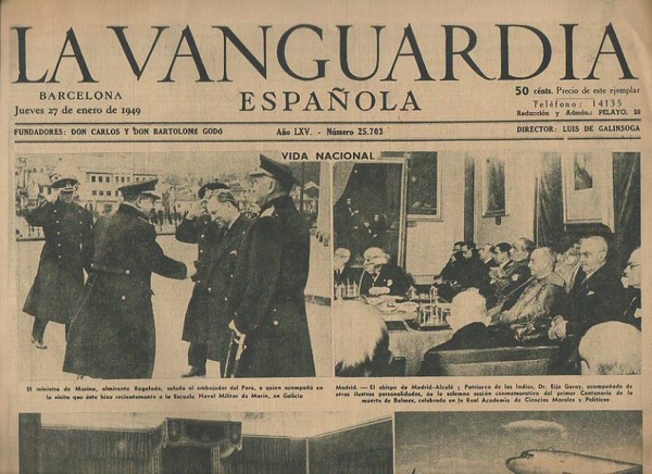 LA VANGUARDIA ESPAÑOLA. AÑO LXV. NUMERO 25.703. JUEVES 27 DE …