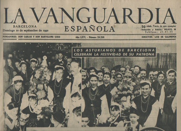 LA VANGUARDIA ESPAÑOLA. AÑO LXVI. NUMERO 26.208. DOMINGO 10 DE …