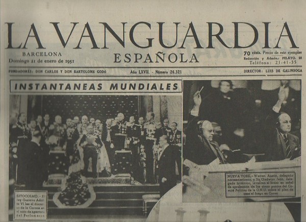 LA VANGUARDIA ESPAÑOLA. AÑO LXVII. NUMERO 26.321. DOMINGO 21 DE …