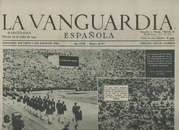 LA VANGUARDIA ESPAÑOLA. AÑO LXVIII. NUMERO 26.787. MARTES 22 DE …