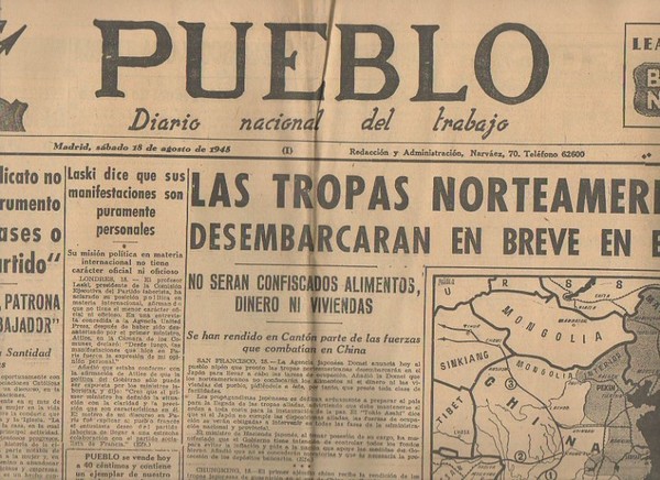 PUEBLO. DIARIO NACIONAL DEL TRABAJO. AÑO VI. NUM. 1.687. MADRID, …
