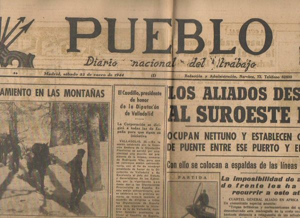 PUEBLO. DIARIO NACIONAL DEL TRABAJO. AÑO V. NUM. 1.099. MADRID, …