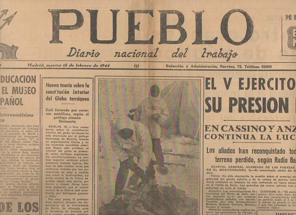 PUEBLO. DIARIO NACIONAL DEL TRABAJO. AÑO V. NUM. 1.119. MADRID, …