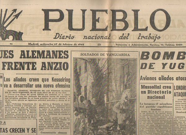PUEBLO. DIARIO NACIONAL DEL TRABAJO. AÑO V. NUM. 1.126. MADRID, …