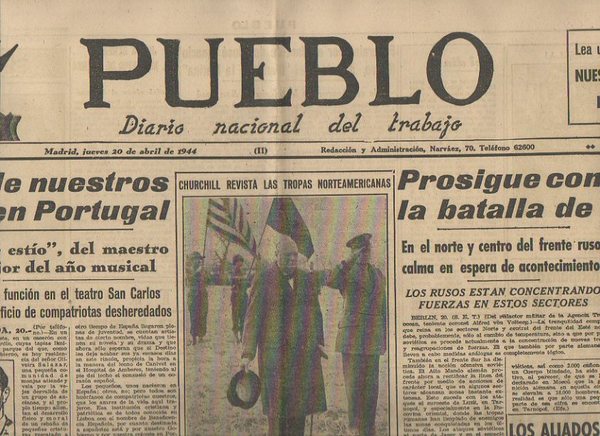 PUEBLO. DIARIO NACIONAL DEL TRABAJO. AÑO V. NUM. 1.173. MADRID, …