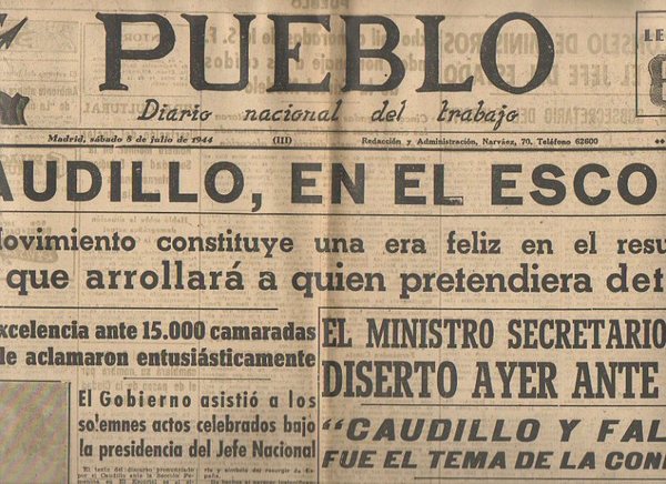 PUEBLO. DIARIO NACIONAL DEL TRABAJO. AÑO V. NUM. 1.241. MADRID, …
