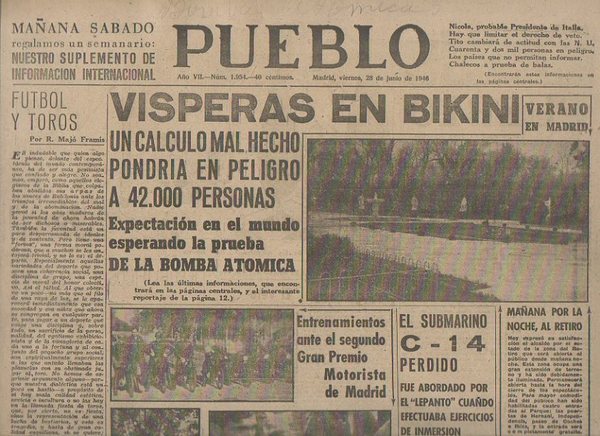 PUEBLO. AÑO VII. NUM. 1.954. MADRID, VIERNES, 28 DE JUNIO …