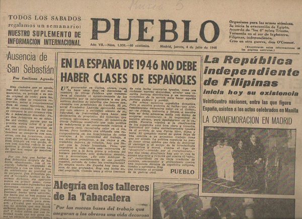 PUEBLO. AÑO VII. NUM. 1.959. MADRID, JUEVES, 4 DE JULIO …