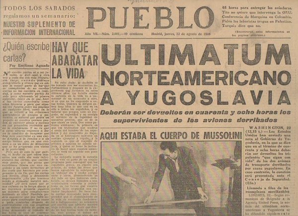 PUEBLO. AÑO VII. NUM. 2.001. MADRID, JUEVES, 22 DE AGOSTO …