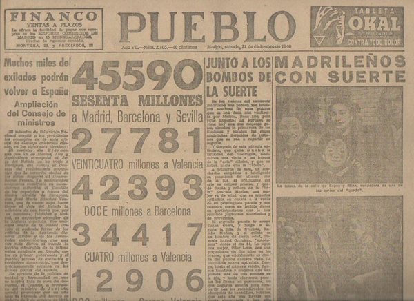 PUEBLO. AÑO VII. NUM. 2.105. MADRID, SABADO, 21 DE DICIEMBRE …