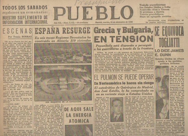 PUEBLO. AÑO VII. NUM. 2.112. MADRID, MARTES, 31 DE DICIEMBRE …