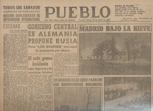 PUEBLO. AÑO VIII. NUM. 2.136. MADRID, MARTES, 28 DE ENERO …