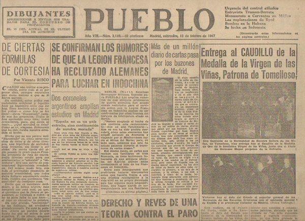 PUEBLO. AÑO VIII. NUM. 2.149. MADRID, MIERCOLES, 12 DE FEBRERO …