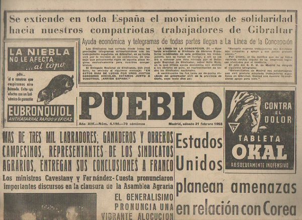 PUEBLO. AÑO XIV. NUM. 4.190. MADRID, SABADO 21 DE FEBRERO …