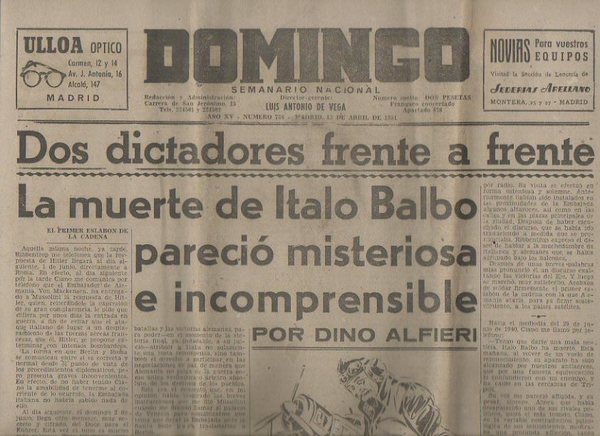 DOMINGO. SEMANARIO NACIONAL. AÑO XV. N. 738. MADRID, 15 DE …