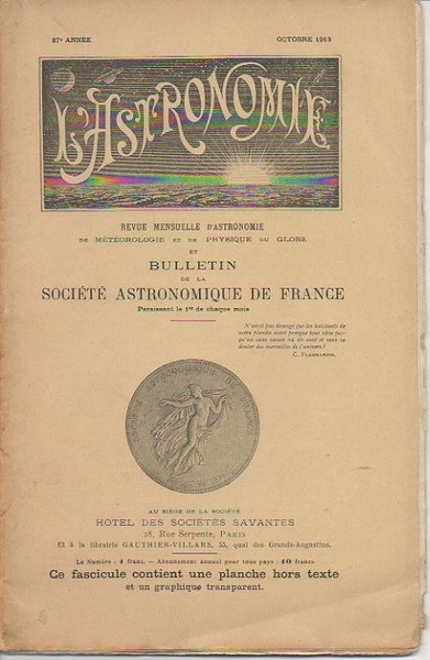 L'ASTRONOMIE. REVUE MENSUELLE D'ASTRONOMIE DE METEOROLOGIE ET DE PHYSIQUE DU …