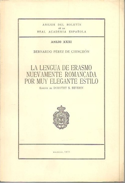 ANEJOS DEL BOLETIN DE LA REAL ACADEMIA ESPAÑOLA. ANEJO XXXI. …