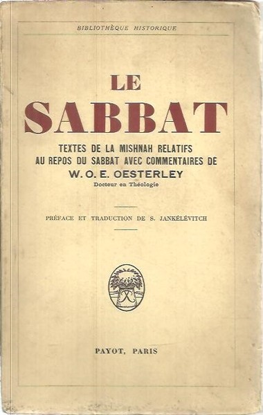 LE SABAT. TEXTES DE LA MISHNAH RELATIFS AU REPOS DU …