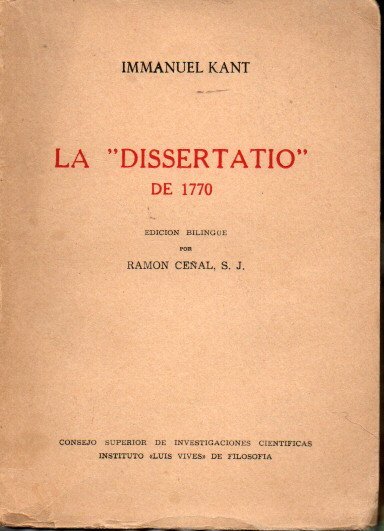 LA DISSERTATIO DE 1770. SOBRE LA FORMA Y LOS PRINCIPIOS …