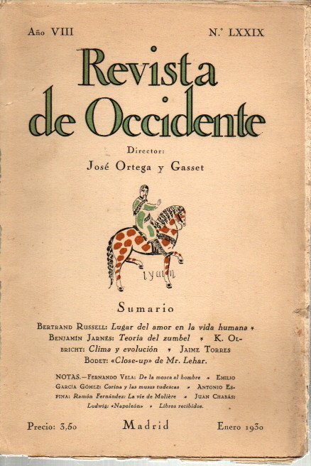 REVISTA DE OCCIDENTE. AÑO VII. N. LXXIX. ENERO 1930.