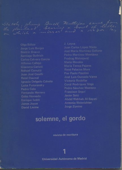 SOLEMNE, EL GORDO. REVISTA DE ESCRITURA. N. 1.