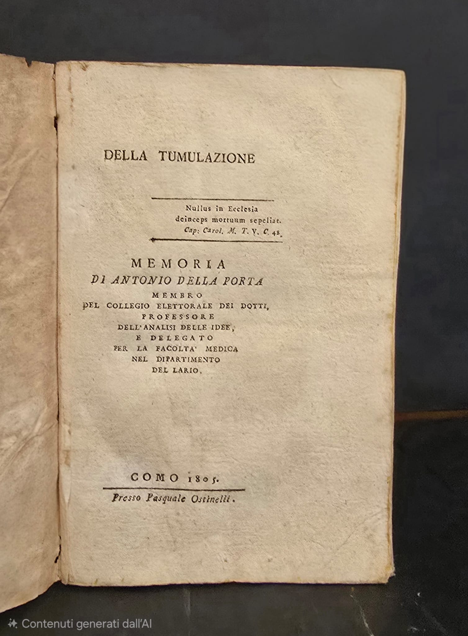 Della tumulazione.