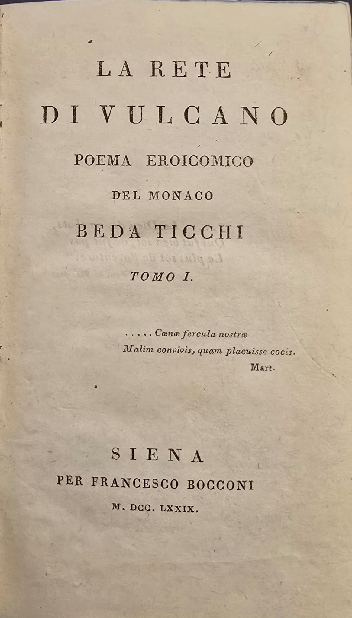 La Rete di Vulcano. Poema eroicomico del monaco Beda Ticchi.