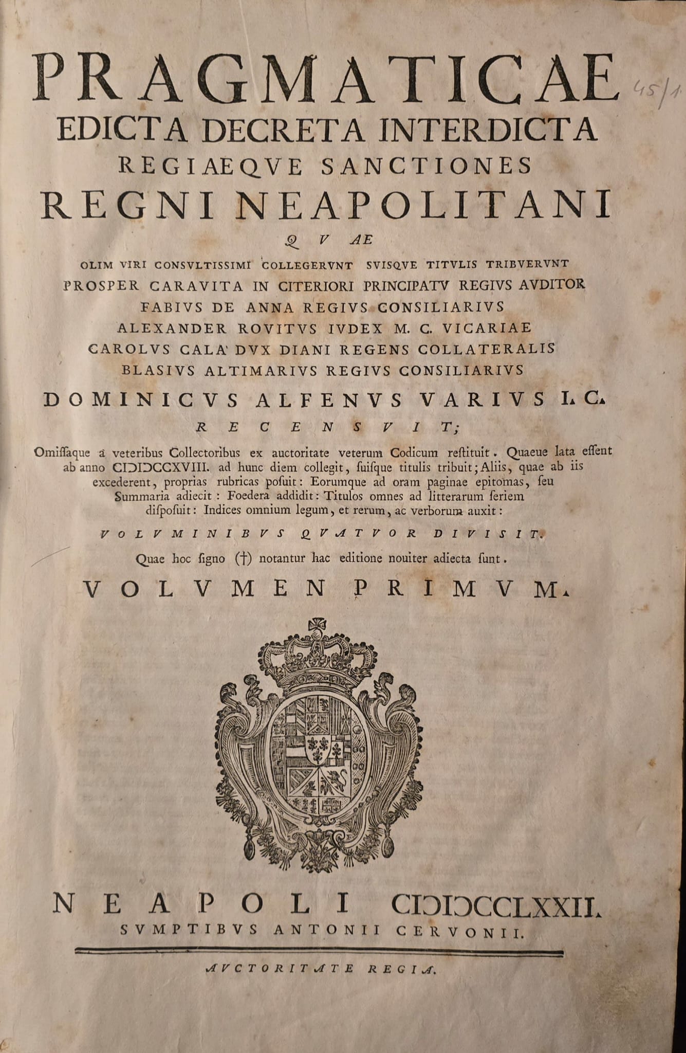 PRAGMATICAE EDICTA DECRETA INTERDICTA Regiaeque sanctiones Regni Neapolitani...