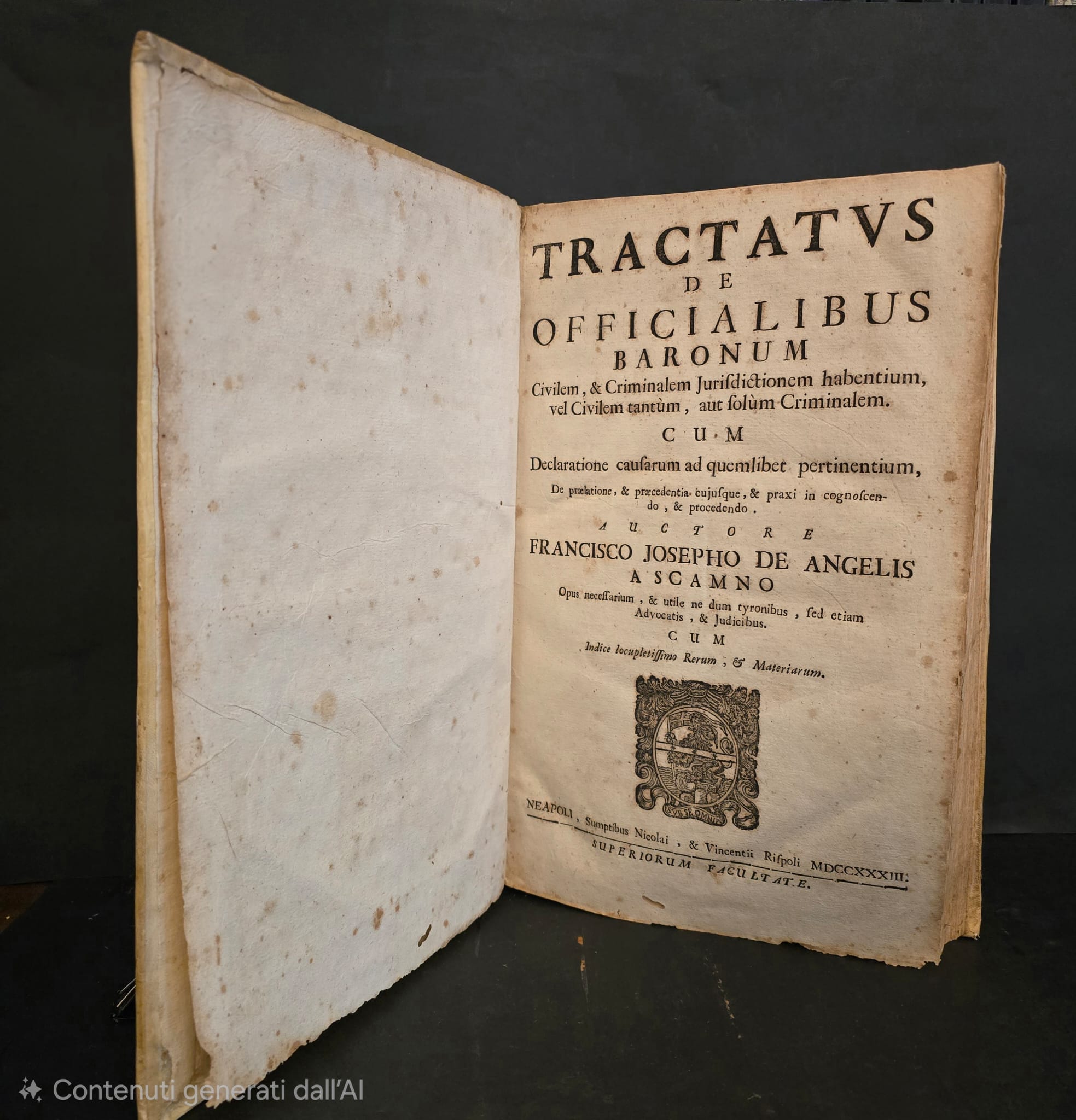 Tractatus de Officialibus Baronum Civilem, & Criminalem Jurisdictionem habentium, vel …