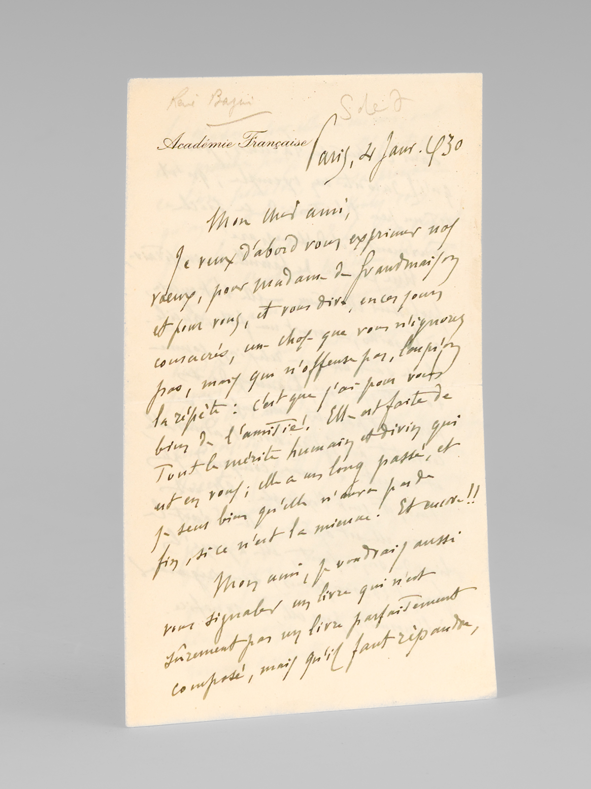 1 L.A.S. de René Bazin [ Il exprime son amitié …