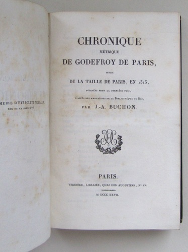 Chronique métrique de Godefroy de Paris, suivie de La Taille …