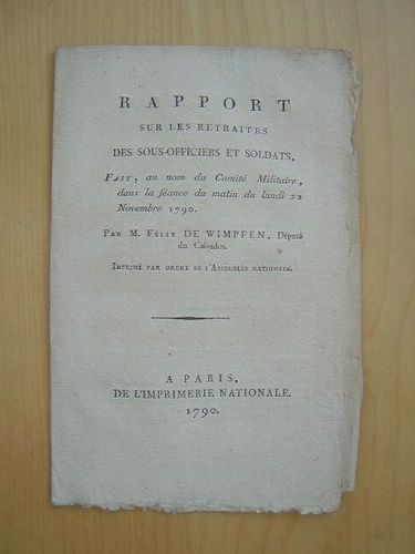 Rapport sur les Retraites des Sous-Officiers et Soldats, fait, au …