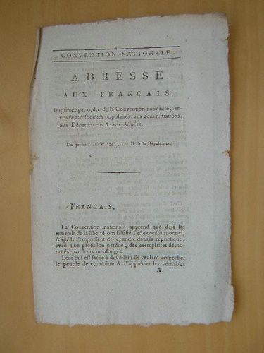Convention Nationale. Adresse aux Français, imprimée par ordre de la …