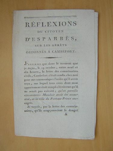 Réflexions du Citoyen d'Esparbès, sur les arrêts ordonnés à Cambefort.