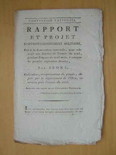 Convention Nationale. Rapport et Projet d'Approvisionnement Militaire, fait à la …