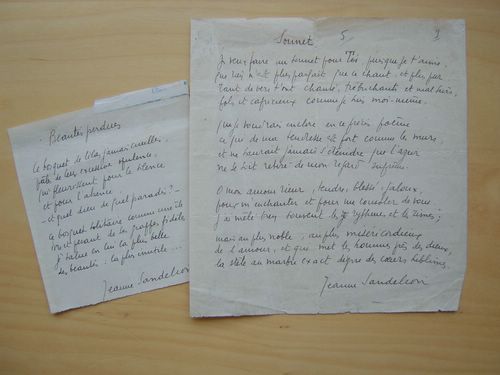 2 Poèmes manuscrits : Sonnets / Beautés perdues : "Je …