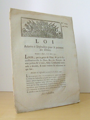 Loi relative à l'Instruction pour le Paiement des Dîmes. Donnée …