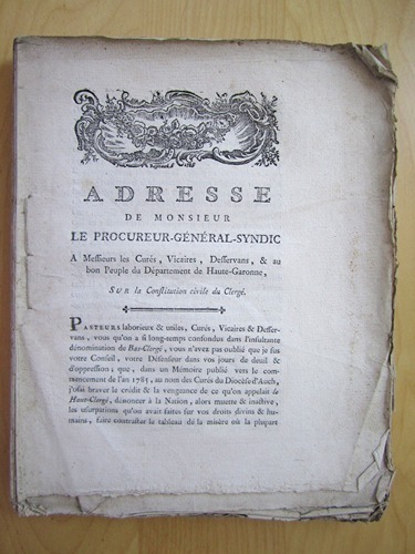 Adresse de Monsieur le Procureur-Général-Syndic à Messieurs les Curés, Vicaires, …