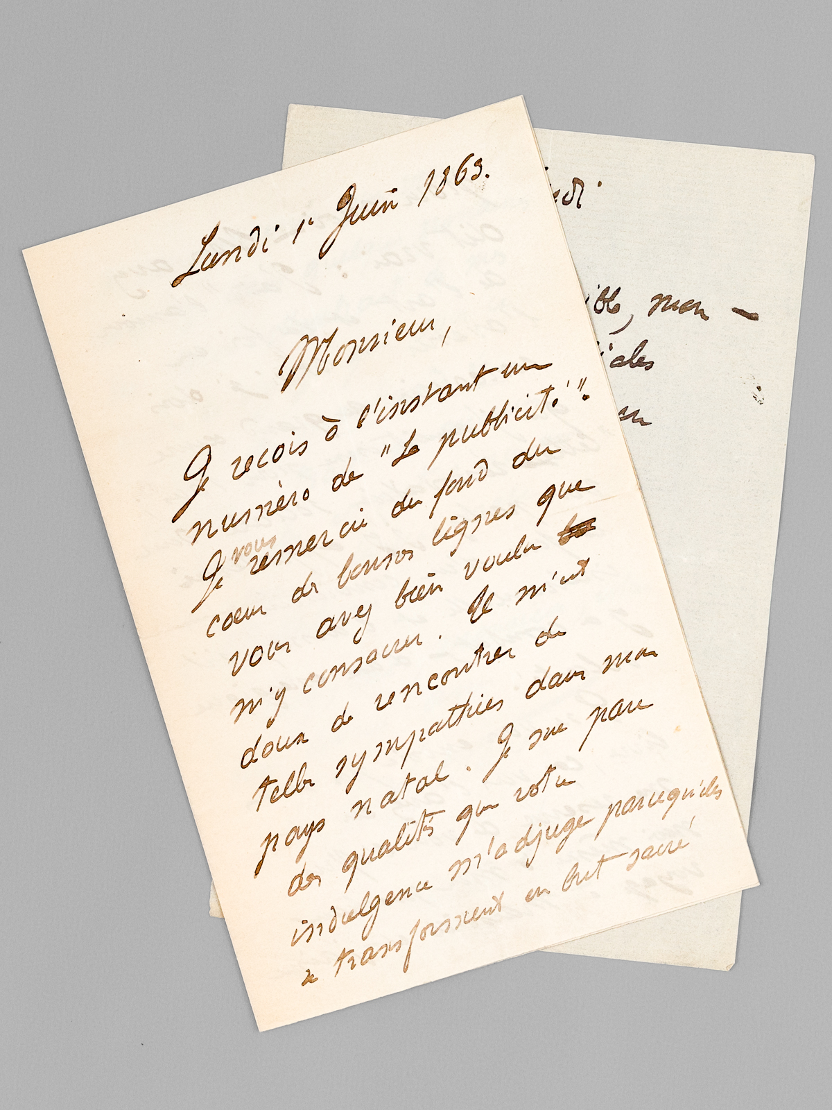 [ 2 pièces autographes signées : ] 1 L.A.S. datée …