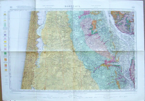 Bordeaux. Carte géologique détaillée. Carte Topographique de l'Etat-Major à l'échelle …