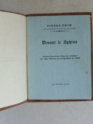Devant le Sphinx. [ Livre dédicacé par l'auteur ]