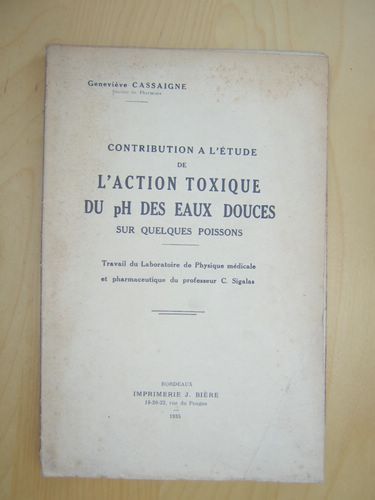 Contribution à l'étude de l'Action toxique du pH des Eaux …