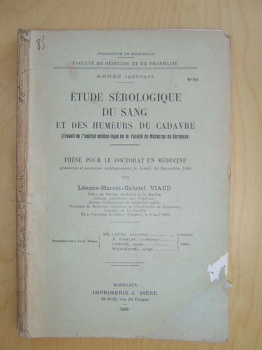 Etude sérologique du sang et des humeurs du cadavre. Travail …