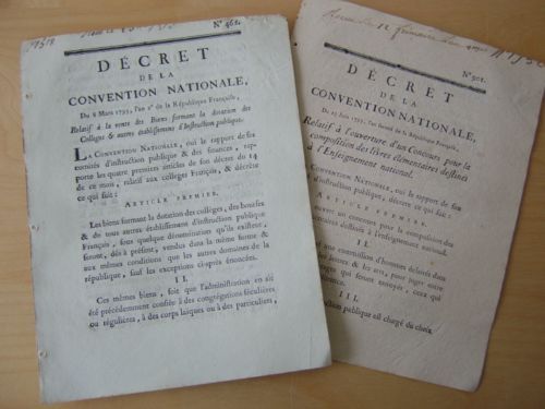 [ 2 décrets de la Révolution Française sur l’Instruction Publique …