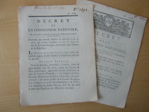 [ lot de 2 décrets de la Révolution Française sur …