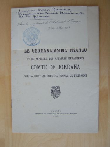 Discours de son excellence le Généralissime Franco et du Ministre …