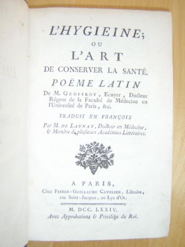 L'Hygieine ; ou l'Art de conserver la Santé, Poëme Latin …